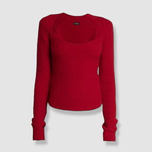 Isabel Marant Womens Red Wool Cashmere V-Neck Sweater Size FR 42 US 10 Luxury
